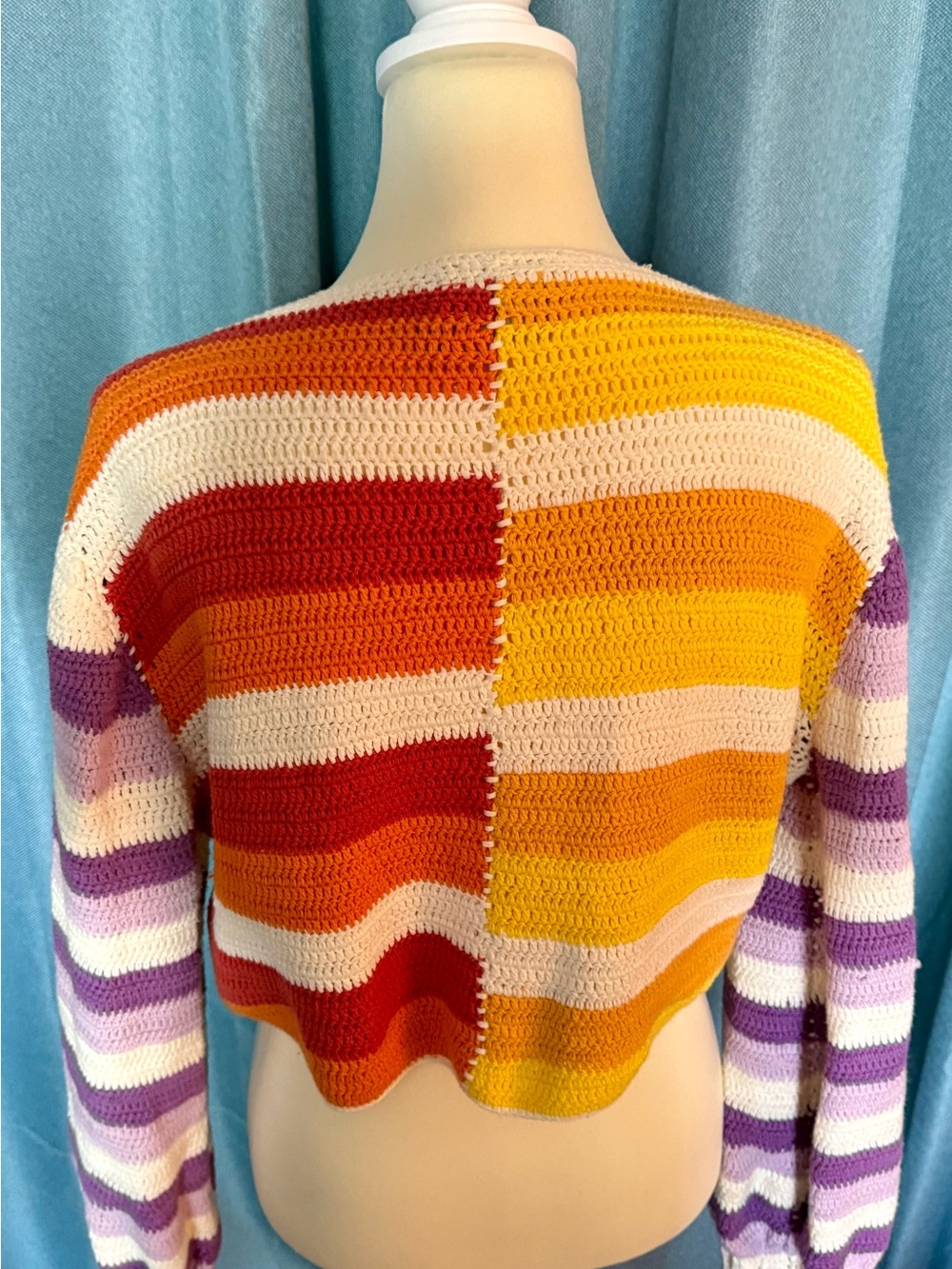 FARM Rio Handmade Cotton Crochet Crop Sweater - Picture 2 of 9